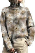 Womens Turtleneck Sweater Western Knitted Pullover Business Casual Fall Sweater Pullover Trendy Vacation Clothes